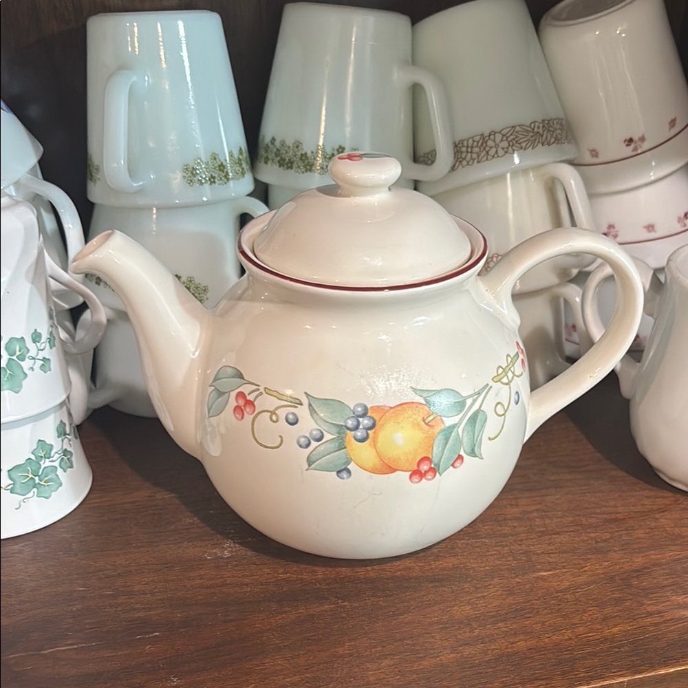 Corelle Cream Teapot with Abundance Design
